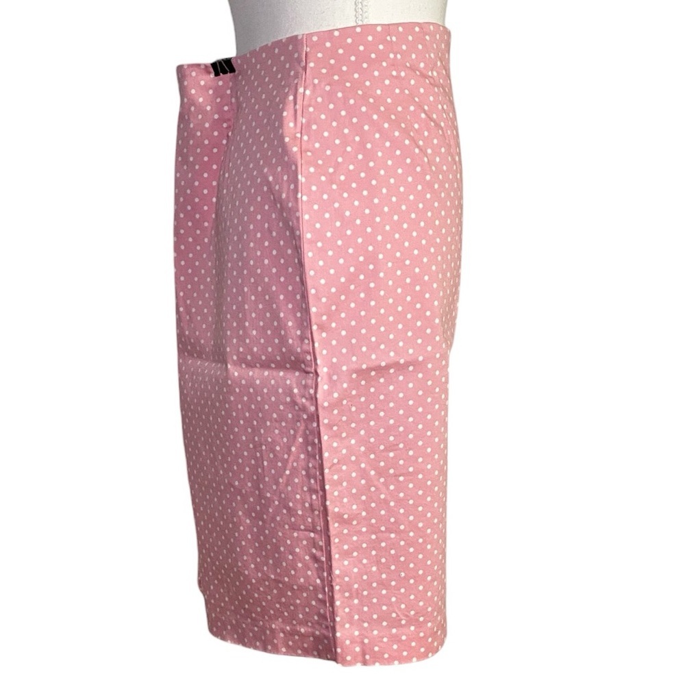 Retro Pink & White Polka Dot High-Waisted Pencil Skirt | Y2K Barbiecore Pin-Up - Picture 3 of 15
